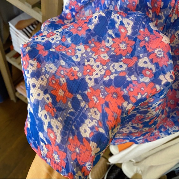 🌸 BOHO BLUE MULTI FLORAL SHEER BEACH COVERUP! - Picture 11 of 12